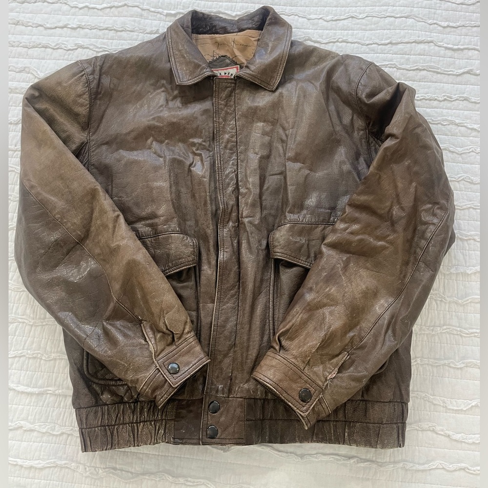 80's Leather Bomber Jacket